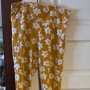 Mustard Floral Workout Leggings